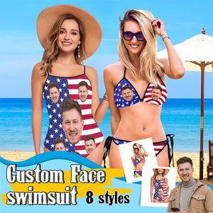 Personalized Flag Swimsuit-Independence Day Suits-Gift for Wife Mom