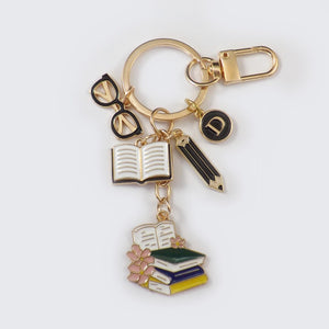 Personalized Book Lover Bag Charm – Reader Gift – Literary Keychain