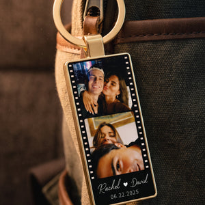 Personalized Film Strip Photo Keychain Photo Booth Custom Metal Keychain Couples Gift Anniversary for Him Her Boyfriend Girlfriend