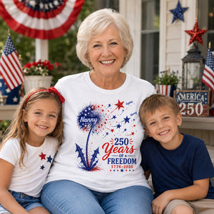 Grandma Patriotic Dandelion 250th Anniversary - Personalized Shirt - Gift for Grandma