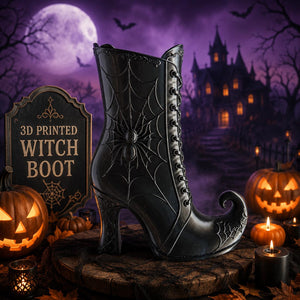 Halloween Witch Boot Vase, 3D Printed Spider Web Decor