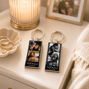 Personalized Film Strip Photo Keychain Photo Booth Custom Metal Keychain Couples Gift Anniversary for Him Her Boyfriend Girlfriend