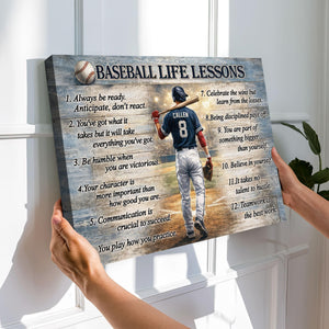 Baseball Life Lessons Canvas, Sports Life Lessons Poster, Gift for Men, Boy, Male, Husband, Boyfriend, Brother Father Day