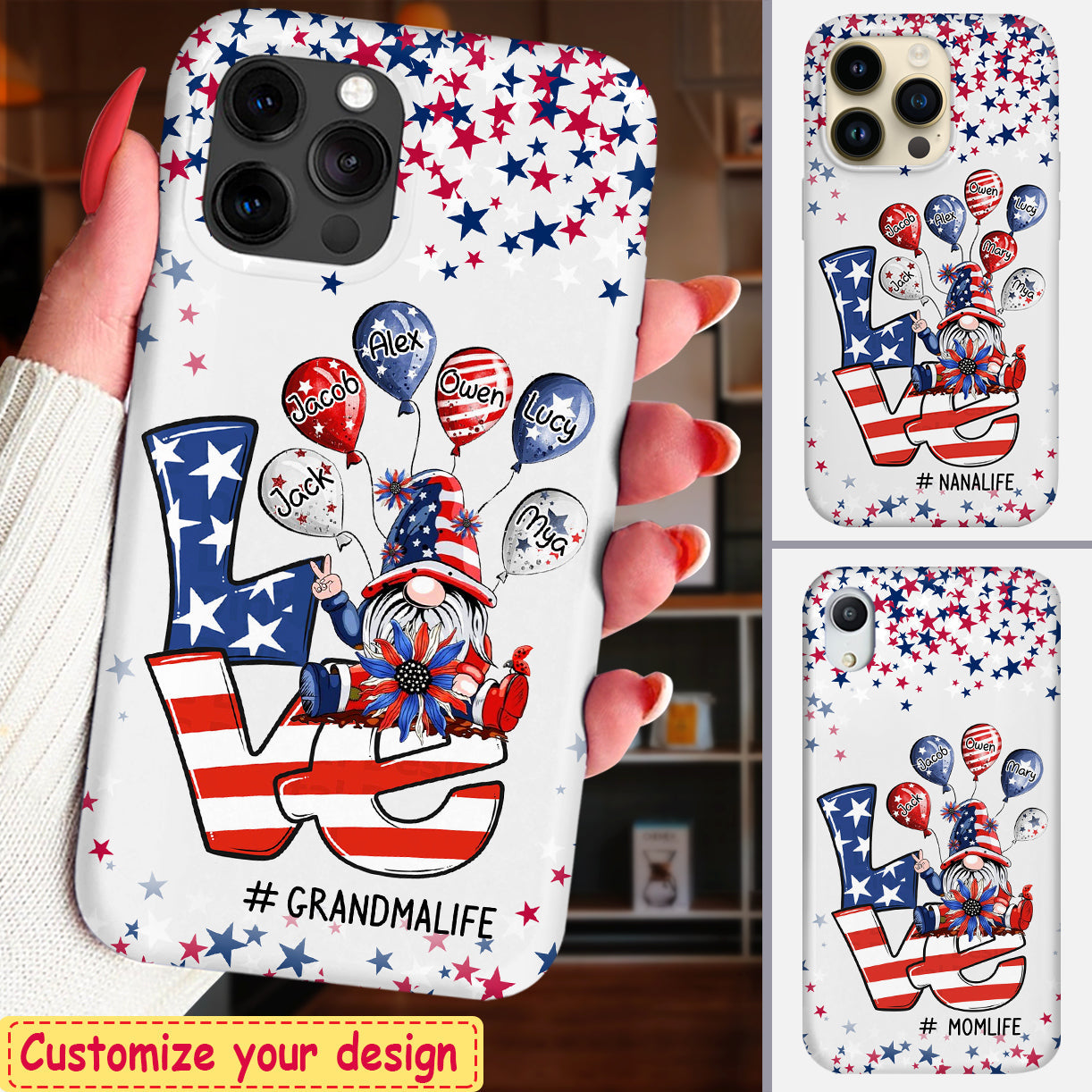 Love Grandma Life 4th of July With Balloon Grandkids Personalized Phone case
