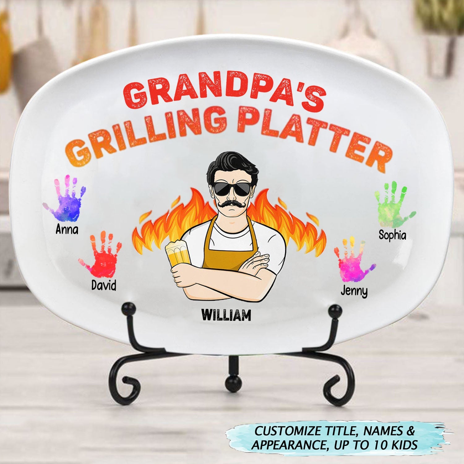 Daddy's Grilling Platter - Gift For Dad, Father, Grandfather, Grandpa - Personalized Plate