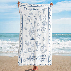 Bachelorette Party Trip Gift Bride Beach Towel - Personalized Towel