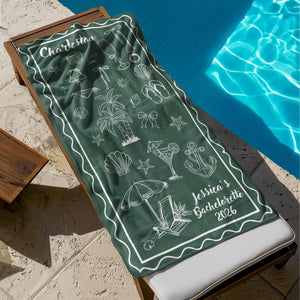 Bachelorette Party Trip Gift Bride Beach Towel - Personalized Towel