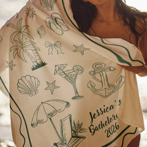 Bachelorette Party Trip Gift Bride Beach Towel - Personalized Towel