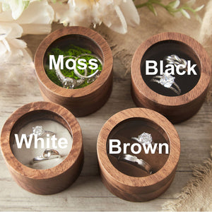 Personalized Round Engagement Wood Ring Box, Gift For Her