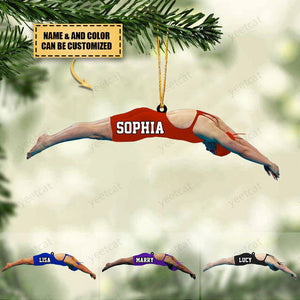 Personalized Female Swimmer Acrylic Ornament, Gift For Swimming Lovers/Swimmer