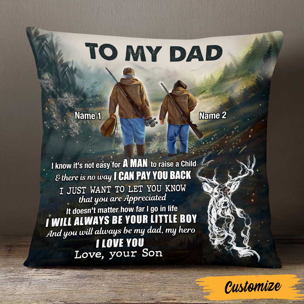 Personalized Deer Hunting Dad Grandpa Pillow