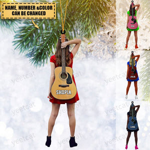 Personalized Girl Guitar Player/guitarist Acrylic Christmas Ornament-Gift For Guitar Lovers/guitarist