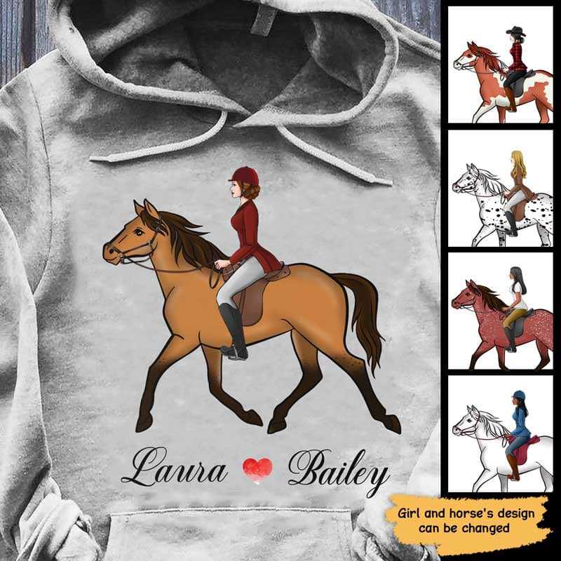 Girl Loves Horse Personalized Shirt / Hoodie