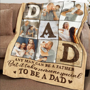 Personalized Dad Photo Collage Blanket, Dad Photo Gift, Best Gift For Dad