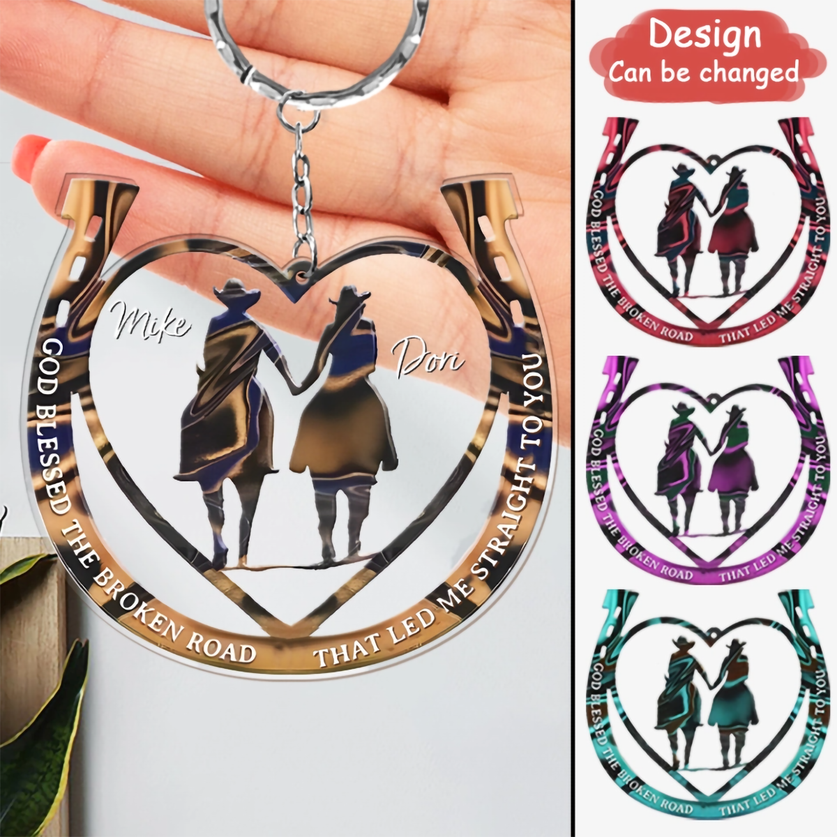 Personalized Couple Cowboy And Cowgirl Acrylic Keychain