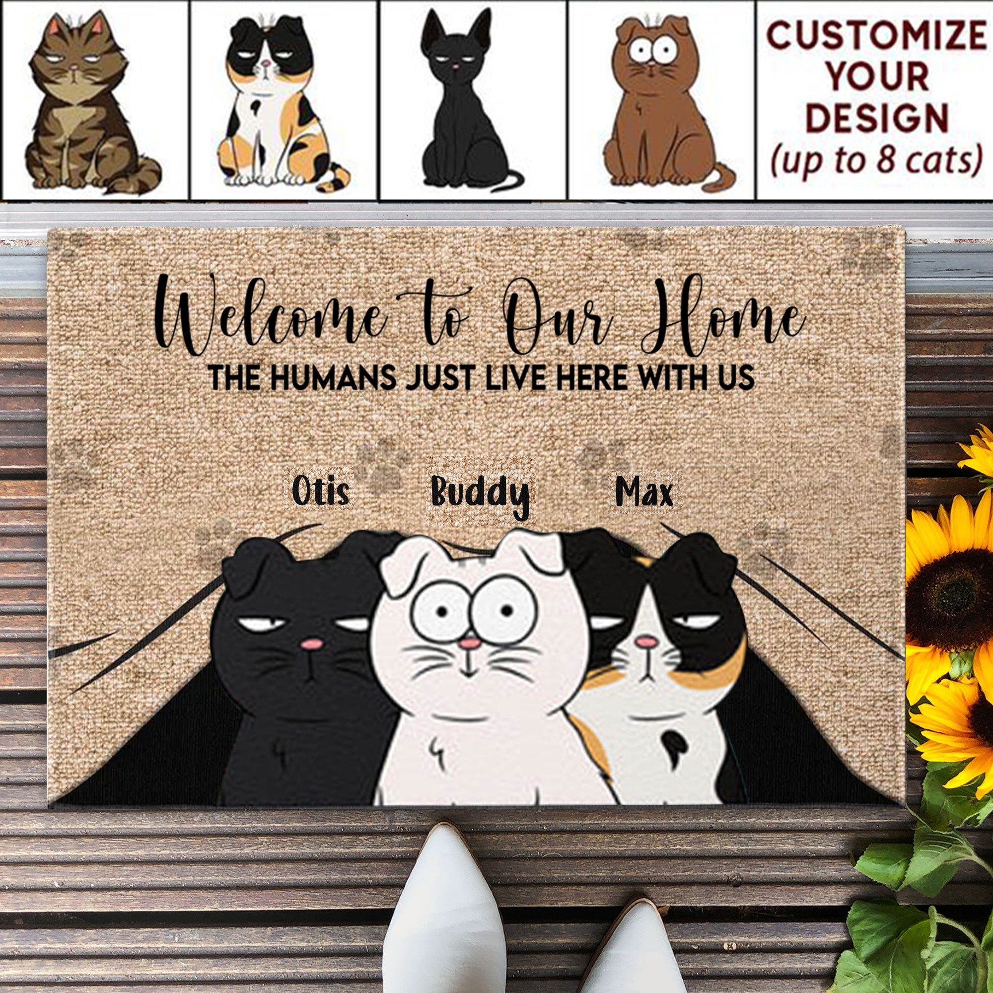The Humans Just Live Here With Us - Personalized Doormat