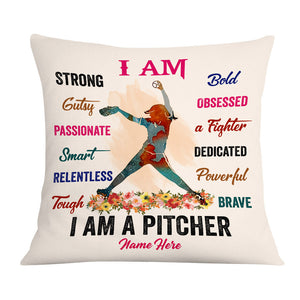 Personalized Softball Pillow - I AM STRONG