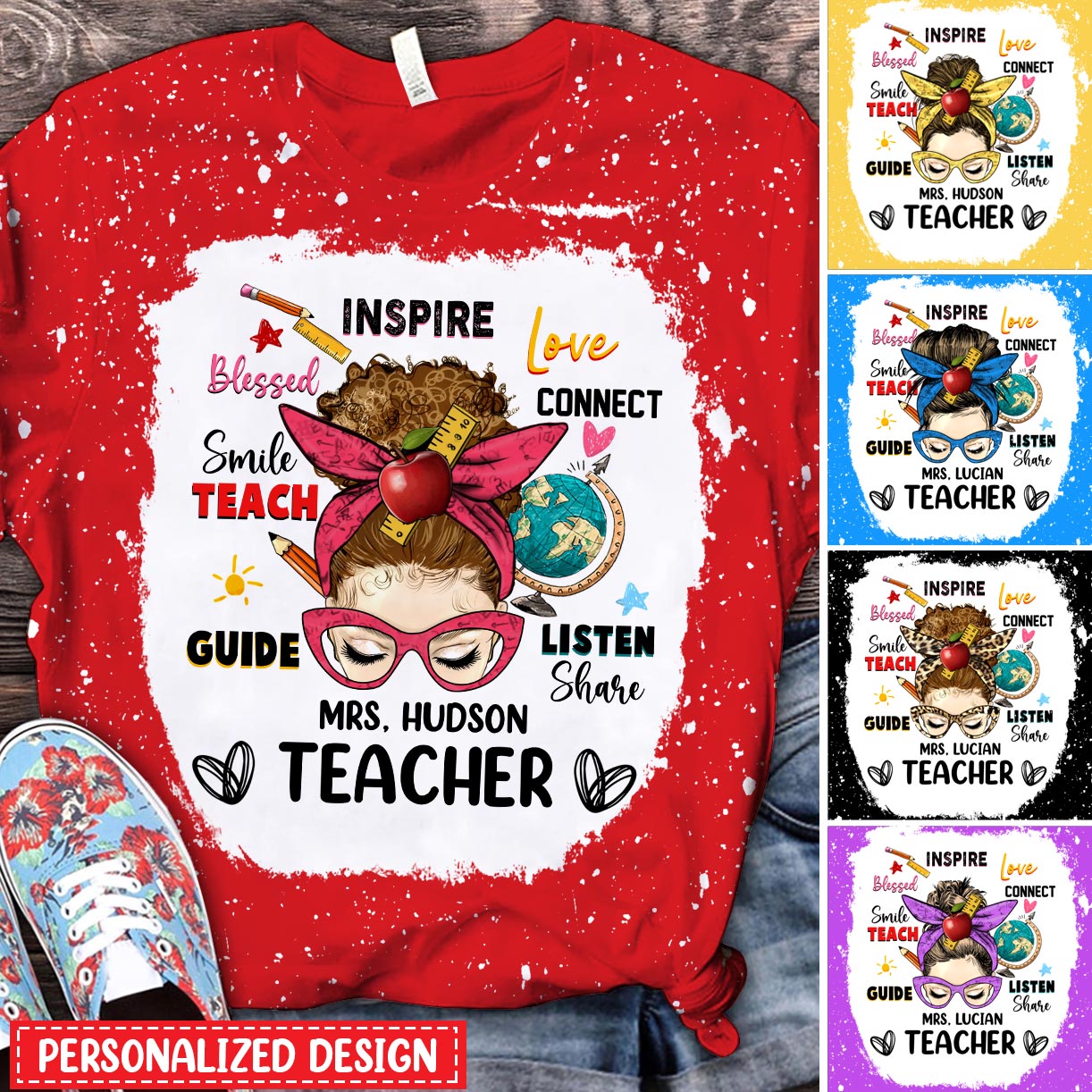 Messy Bun Teacher Counselor Educator Teach Inspire Love Personalized 3D T-shirt Perfect Teacher's Day Gift