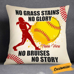 Personalized Softball Pillow - No Grass Stains