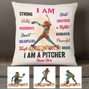 Personalized Softball Pillow - I AM STRONG