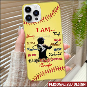 Personalized Love Softball Girl Phone Case