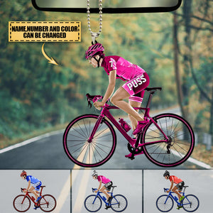 Personalized Female Cyclist / Bicyclist/mountain Bike Riding Acrylic Car Hanging Ornament-gift For Cyclists/bike Riding Lovers