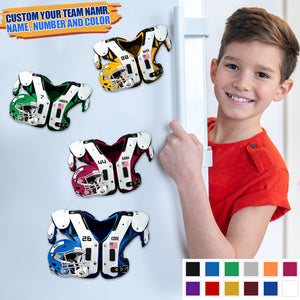 Personalized American Football Shoulder Pads And Helmet Fridge Magnet - Gift For American Football Lovers