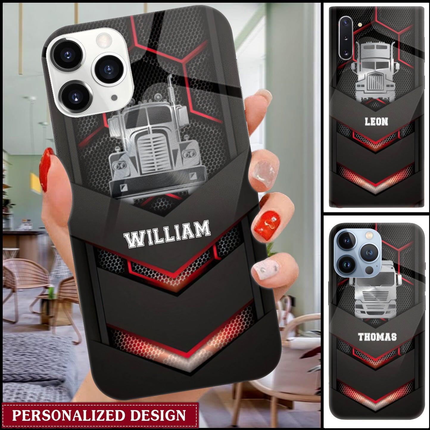 Driving Truck Personalized Glass Phone Case Truck Lover