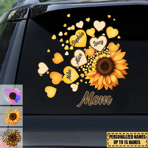 Grandma Mom Kids Sunflower - Gift For Mother, Grandmothe - Personalized Sticker Decal