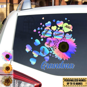 Grandma Mom Kids Sunflower - Gift For Mother, Grandmothe - Personalized Sticker Decal