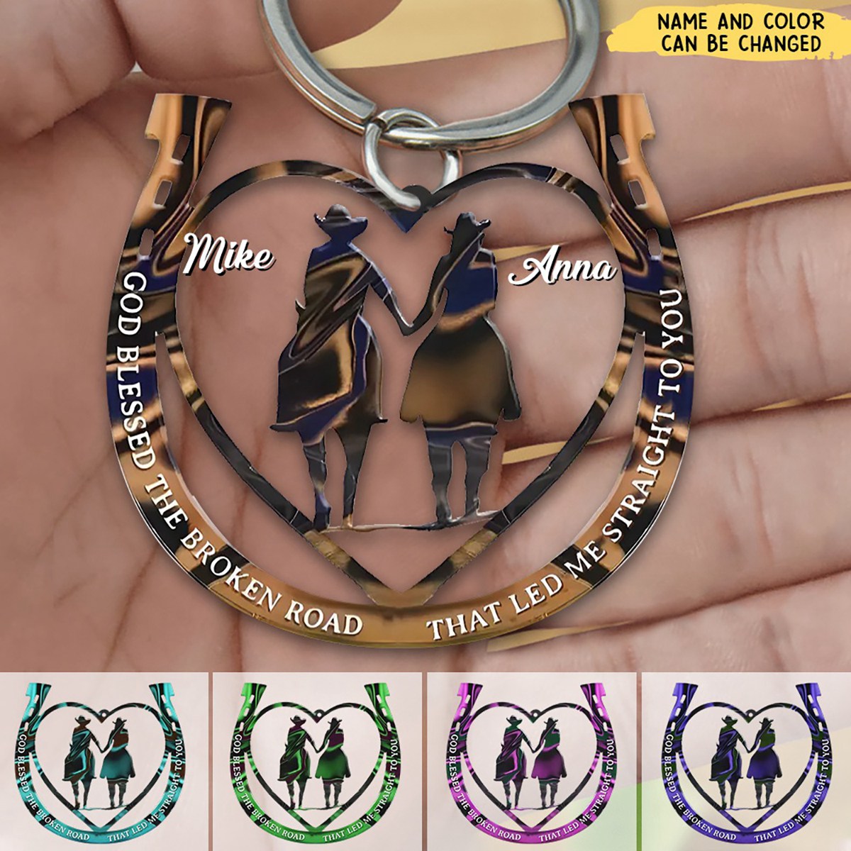 Personalized Couple Cowboy And Cowgirl Acrylic Keychain