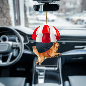 Golden Retriever  Fly With Parachute Christmas Two-Sided Ornament