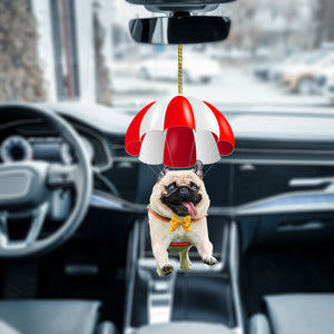 Pug Fly With Parachute Christmas Two-Sided Ornament