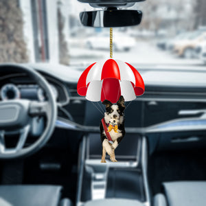 Border Collie Fly With Parachute Christmas Two-Sided Ornament