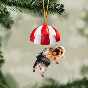 Yorkshire Terrier Fly With Parachute Christmas Two-Sided Ornament