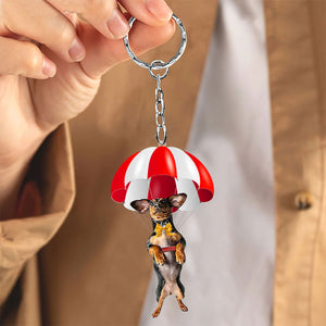 Dachshund Fly With Parachute Christmas Two-Sided Ornament
