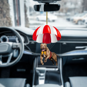 Pitbull Fly With Parachute Christmas Two-Sided Ornament