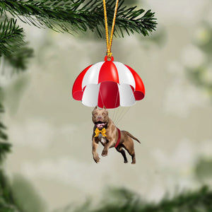 Pitbull Fly With Parachute Christmas Two-Sided Ornament