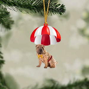 Shar Pei Fly With Parachute Christmas Two-Sided Ornament