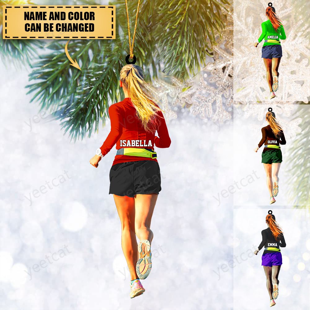 Personalized Marathon/running woman/female runner/jogging/track Christmas Ornament