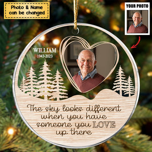 Family - Custom Photo The Sky Looks Different - Personalized Acrylic Circle Ornament