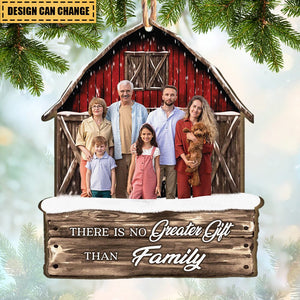 Red Barn Christmas Family Custom Photo - Personalized Photo Wooden Ornament