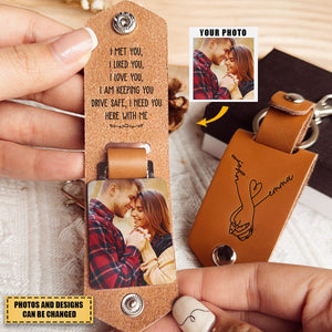 I Love You, I Am Keeping You - Personalized Leather Photo Keychain