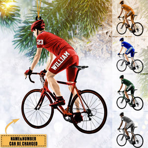 Personalized Female Cyclist / Bike Riding Acrylic Christmas Ornament - 2, Gift For Cyclists