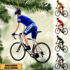 Personalized Female Cyclist / Bike Riding Acrylic Christmas Ornament - 2, Gift For Cyclists