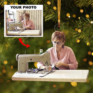 Personalized Sewing Upload Photo Christmas Ornament
