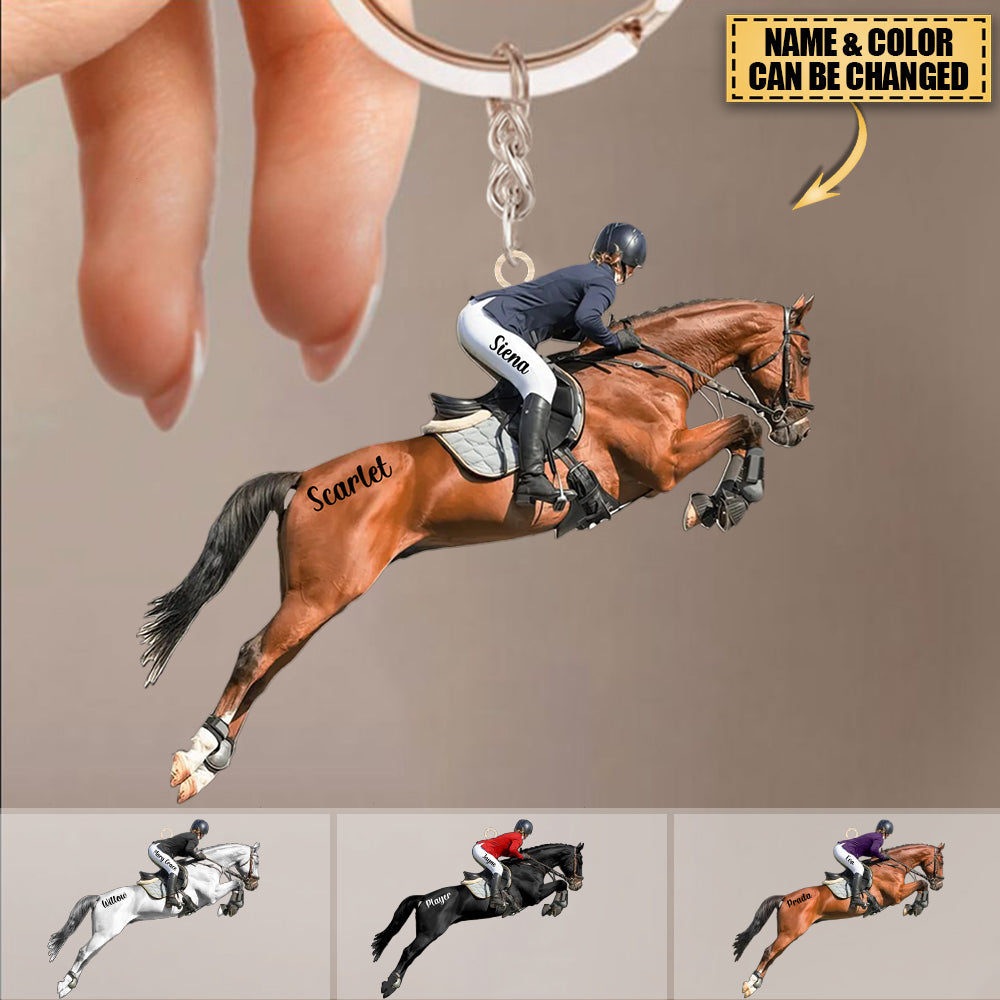Personalized Female Equestrian Acrylic Keychain - Gift Idea For Horse Lover