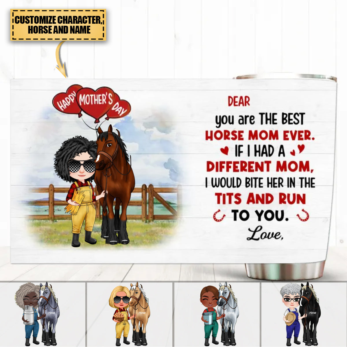 You Are The Best Horse Mom Ever, Personalized Tumbler