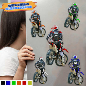 Personalized Motocross Racer Fridge Magnet - Gift For Motocross Lovers