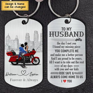 Personalized Biker Husband Keychain- Gift Idea For Husband